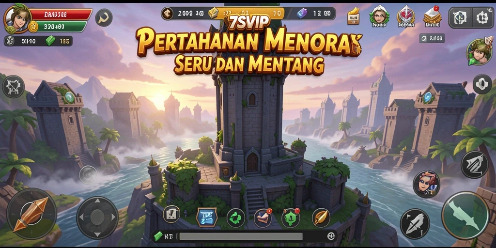 Screenshot utama 7SVIP menampilkan aksi pertahanan menara yang seru.