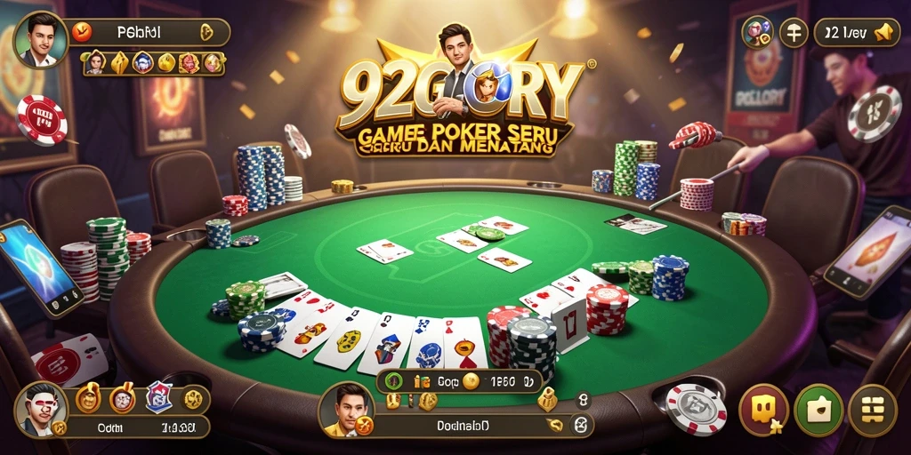 Screenshot utama 92GLORY dengan gameplay Poker yang menarik