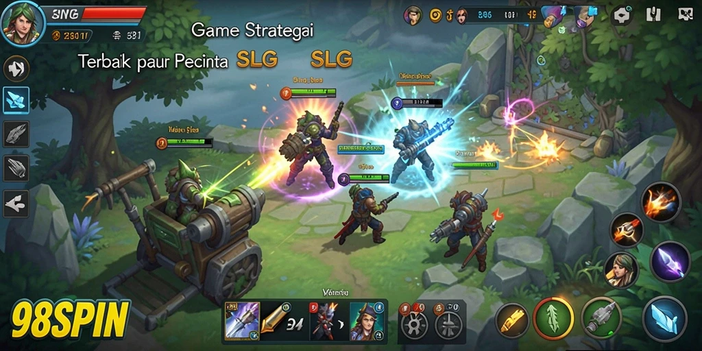 Tampilan utama <strong>98SPIN</strong> dengan gameplay strategi yang seru.