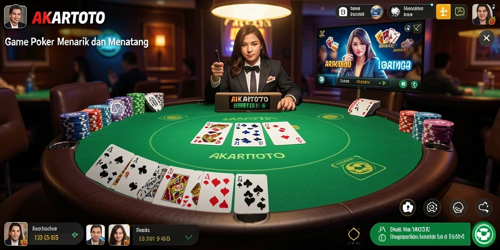 Tampilan screenshot gameplay Poker yang mengasyikkan di AKARTOTO.