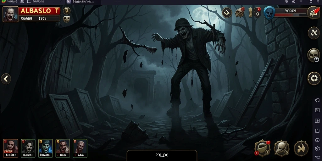 Tampilan gameplay menegangkan dalam ALBASLOT yang menampilkan momen-momen horor.