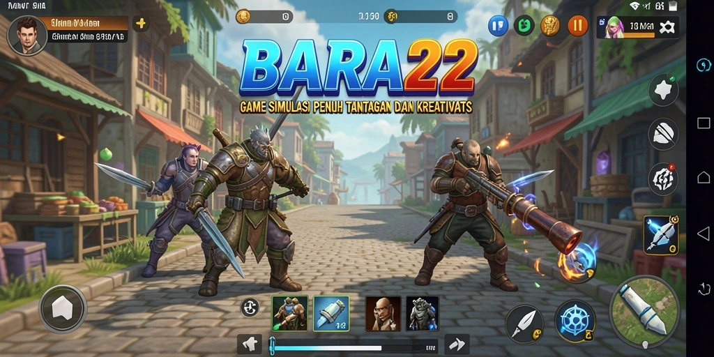 Screenshot gameplay BARA22 menampilkan interaksi pemain dengan dunia simulasi.