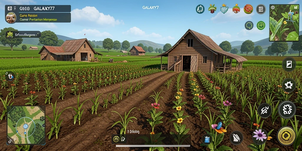 Screenshot gameplay menunjukkan aktivitas bertani yang seru.