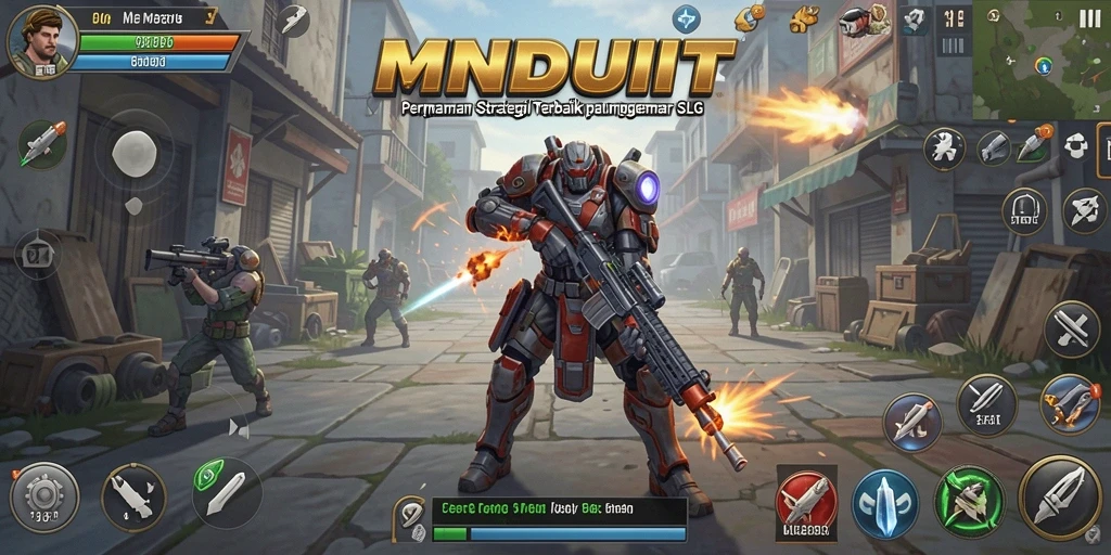 Gameplay MNDUIT menampilkan pembangunan dan pertempuran yang epik.