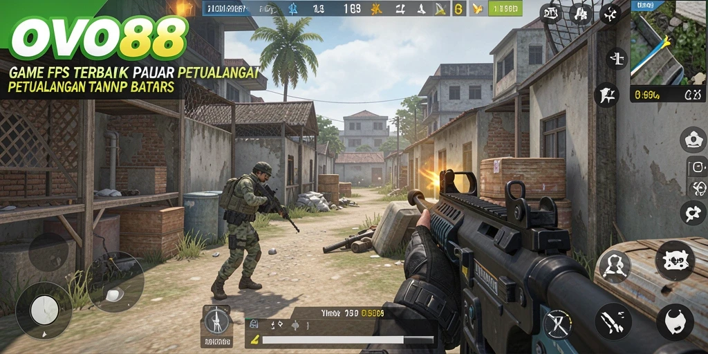Tangkapan layar gameplay OVO88 menampilkan aksi tembak-menembak yang mendebarkan.