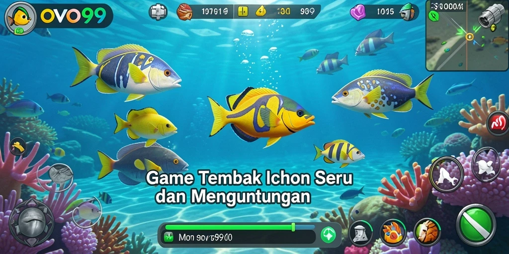 Gameplay seru OVO99 dengan ikan berwarna-warni dan efek menarik.