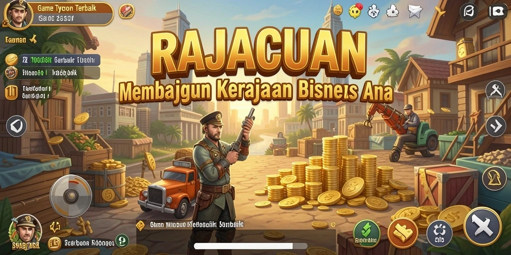 Tampilan gameplay menarik dari RAJACUAN yang menunjukkan aktivitas bisnis.