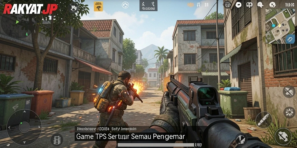 Screenshot RAKYATJP menampilkan aksi seru dalam gameplay TPS.