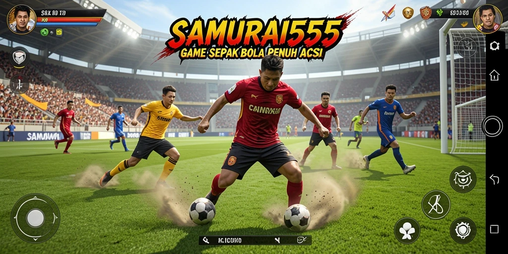 Tampilan gameplay <strong>SAMURAI555</strong> yang mendebarkan di lapangan sepak bola.