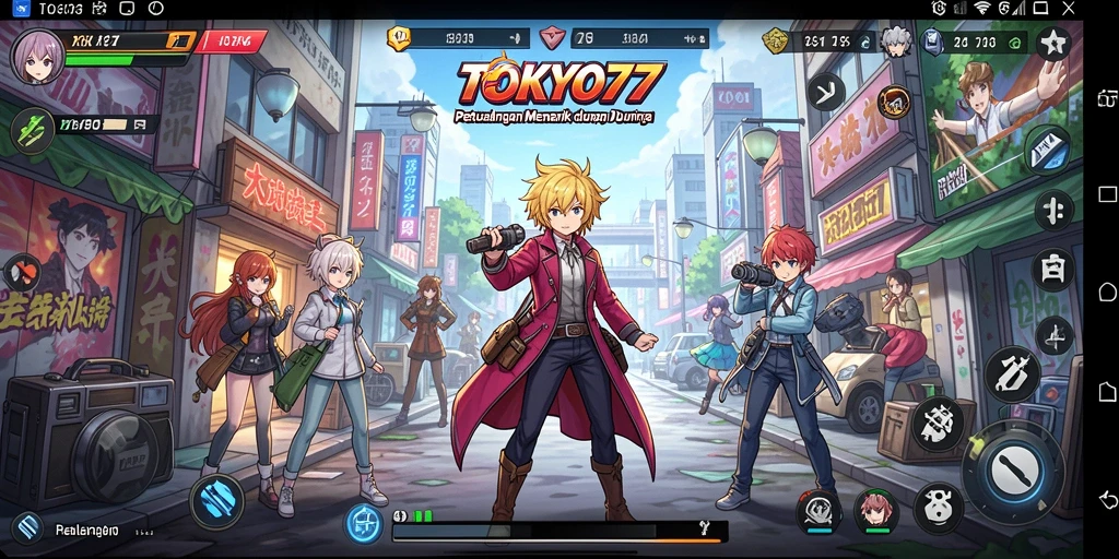 Tangkapan layar gameplay <strong>TOKYO77</strong> menampilkan aksi penuh warna dan karakter anime yang menawan.