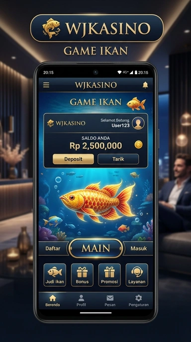 Pengguna sedang menikmati aplikasi dari wjkasino.